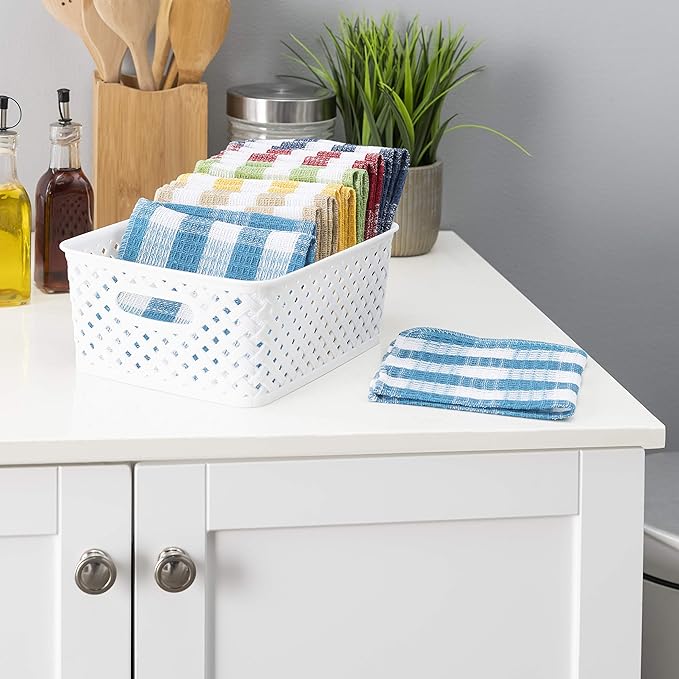 American Linen 18-Pack Cotton Kitchen Dish Cloths - 12x12 inches, Multicolor, Reusable, Waffle Weave