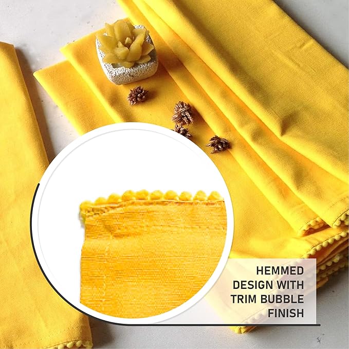 TARAN LIVING Kitchen Towels 100% Cotton Solid Dish Cloths Kitchen Hand Towel Reusuable Dish Towel for Cleaning & Drying Tea Towels Set with Hanging Loop - 18"x 28", Yellow, Pack of 6