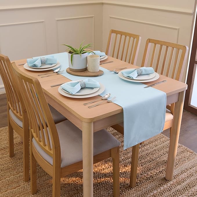 Encasa XO Ice Blue Cloth Napkins Set of 6, 17"x17" | Solid Color Cotton Dinner Napkins | Washable & Reusable Wedding Napkins for Holiday Dinners, Party, & Everyday Table Decor