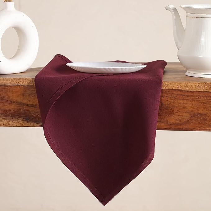 Cloth Napkins Set of 12 Solid Dinner Napkins 18x18 Inch, 100% Cotton, Soft Absorbent Reusable Washable Durable Napkin, Decorations, Restaurant, Wedding & Table Décor, Everyday Use - Maroon