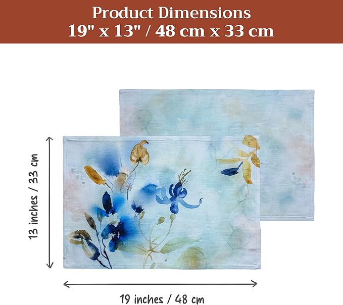 Maison d' Hermine Placemats Set of 4 100% Cotton Washable Cloth Place Mats Reusable Table Mats for Kitchen Dining Party Wedding Gifts for Mothers Day Spring/Summer (Lazy Summer Days, 13" x 19")