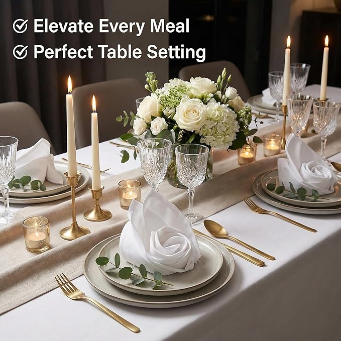 Urban Villa Cloth Napkins White Dinner Napkins Set of 12 (18X18) 100% Cotton Absorbent Washable Durable Reusable Cloth Napkins Ideal for Easter Decorations Hotel Collection Farmhouse Parties Napkins