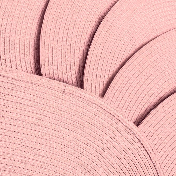 AHHFSMEI Placemats Set of 6 for Dining Table Washable Woven Non-Slip 18x12 inches Placemat Heat-Resistant Durable Table Mats for Dining Table Easy to Clean(Pink)