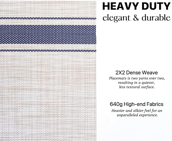 LEXMORE Placemats Set of 6 Vinyl/Plastic Woven Place Mats for Kitchen Table Indoor/Outdoor Washable Placemat Wipeable Dining Table Mats(Blue Skyline)