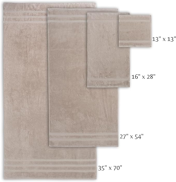SOFE H&L | Olea Luxury Turkish Cotton Bath Towels Set of 6 : 2 Bath Towels 2 Hand Towels 2 Wash Cloths, Sand | Thick, Premium, Soft, Durable, Absorbent - Hotel Quality Towel Sets for Bathroom