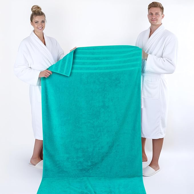 American Soft Linen 35x70 Jumbo Large Bath Towel, 600 GSM 100% Cotton Turkish Bath Sheet, Oversized Luxury Bath Towel for Bathroom Beach and Pool, Turquoise