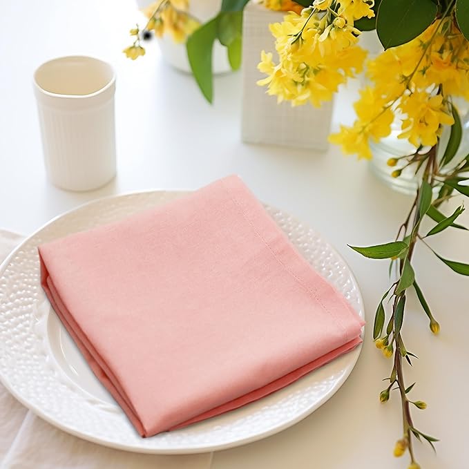COTTON CRAFT Easter Cloth Napkins - Set of 8 Soft 100% Cotton Napkins - Reusable Lunch Brunch Dinner Napkins - Spring Summer Table Decor - Machine Washable - 17 x 17 inches - Spring Blossom Pink