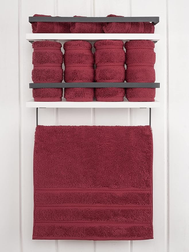 American Soft Linen Luxury Hand Towels for Bathroom, 600 GSM Heawy Weight 16x28 Size 100% Cotton Turkish 4 Piece Hand Face Towel Set, Bordeaux Red Hand Towels