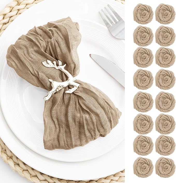100 Pack Sand Cheesecloth Napkins 21x21 Inches Sand Cloth Napkins Set of 100 Washable Dinner Table Napkins for Wedding Rustic Boho Cotton Gauze Party Bridal Baby Shower Family Gathering Table Decor