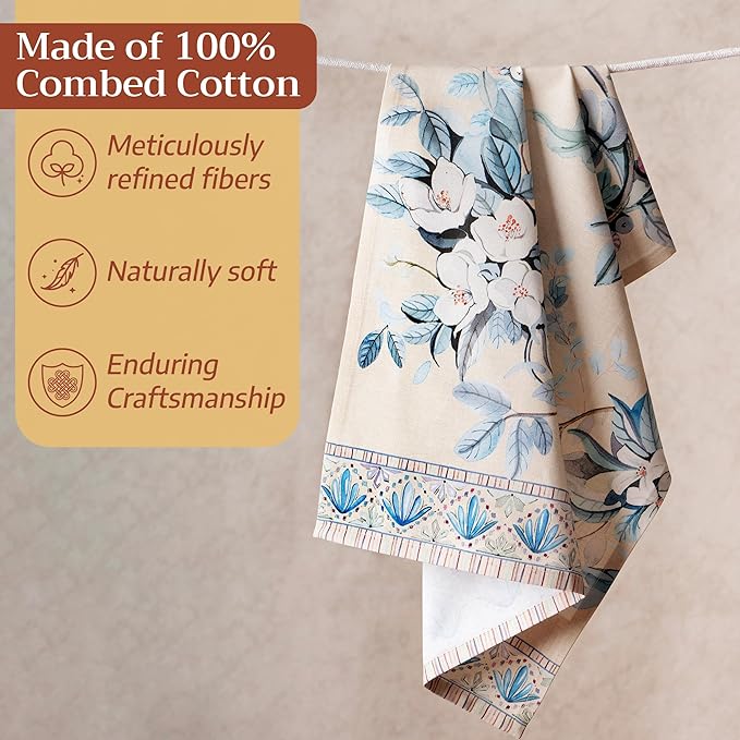 Maison d' Hermine Dishcloths 100% Combed Cotton Premium (20" x 27.50") Easter Multi-Purpose, Kitchen Towel for Kitchen, Holiday, Dinner, Wedding & Dining, Peacock Utopia - Sandy Beach (Set of 3)