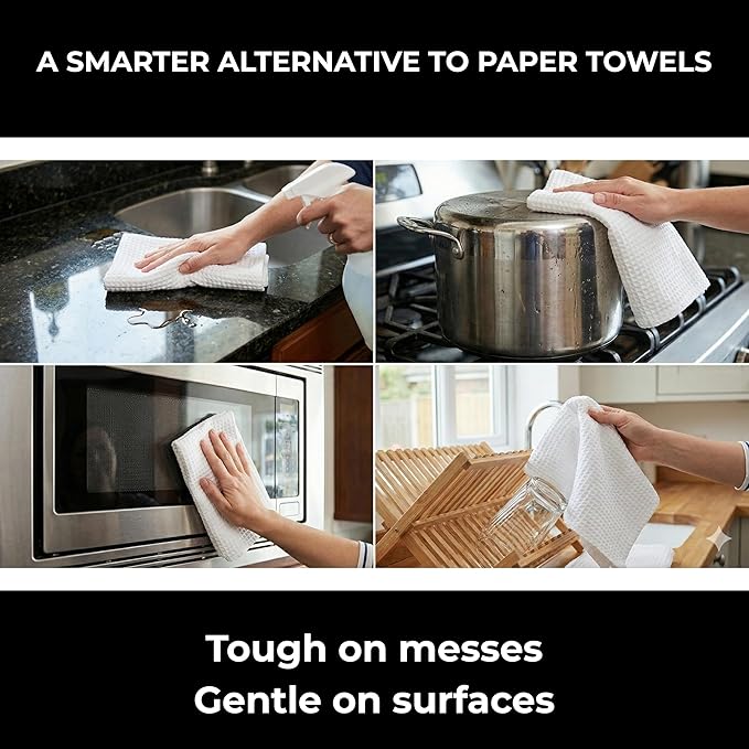 White Cotton Cleaning Rags For Housekeeping - Trapos Paños De Limpieza Reutilizables - Kitchen Bar Shop Towel Dish Mop Wash Cloth For House Dust - Reusable Washable Absorbent - 13"x13" 12 Pack