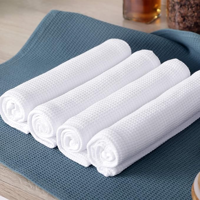 PY HOME & SPORTS Dish Towel Set, 100% Cotton Waffle Weave Kitchen Towels 4 Pieces, Super Absorbent (17 x 25 Inches, Set of 4)