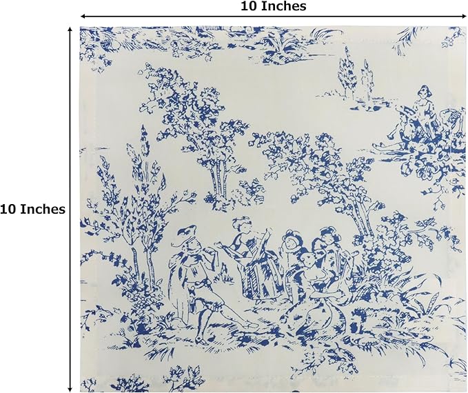 COTTON CRAFT French Country Toile Cloth Cocktail Napkins - Set of 12 - 100% Cotton Bar Napkin for Happy Hour, Beverage, Dessert, Drinks - Holiday Party Gift - 10x10 - Blue