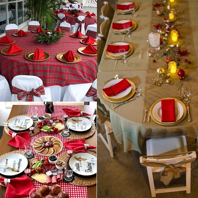 Cloth Napkins Set of 6, 100% Cotton Dinner Napkins for Everyday Use Reusable, Perfect as Christmas Thanksgiving Dining Kitchen Table Decoration (Red)