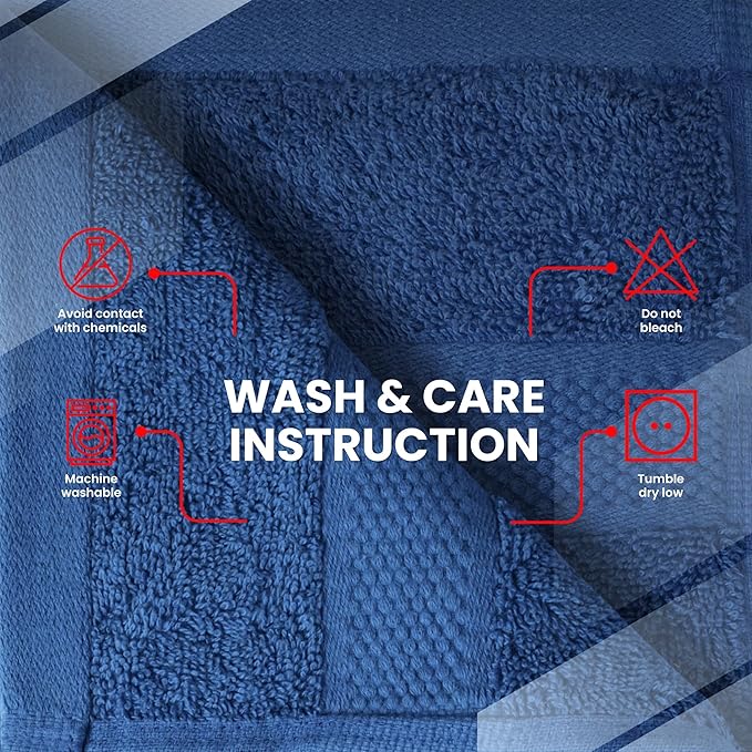 Infinitee Xclusives Luxury Wash Cloths for Showering [13x13] – 100% Cotton Washcloths [Pack of 4], Soft and Absorbent Face Towels for Bathroom Wash Clothes, Gym, and Spa (Tranquil Navy)