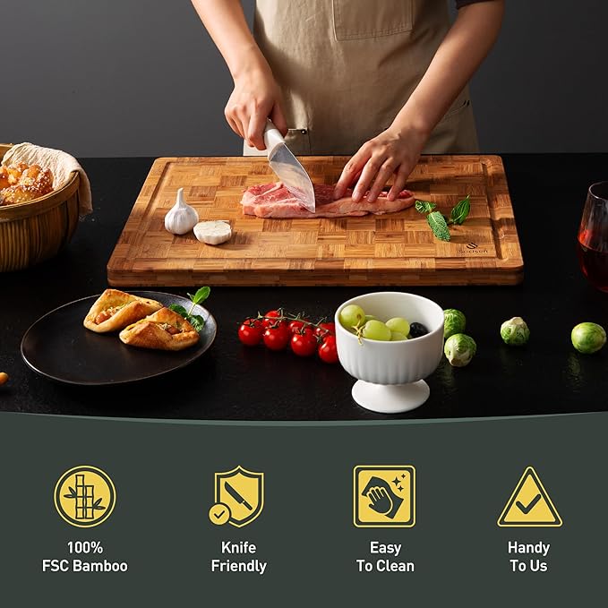 Extra Large Bamboo Cutting Board Non Slip Over Sink Kitchen 2025 First Apartment Essentials Wooden Cutting Board New Home Must Haves Accessories House Warming Decor Housewarming Hostess Host Gifts