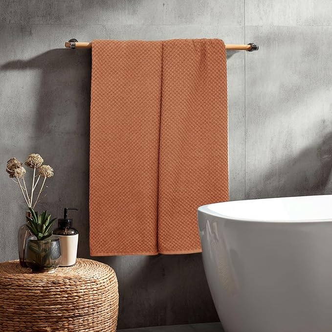 COTTON CRAFT Waffle Bath Sheets - Luxurious 2 Pack Euro Spa Waffle Weave Bath Sheet - Large 100% Ringspun Cotton Bath Towels - Absorbent Quick Dry Bathroom Towel Set - Oversized 35 x 70 inches - Mocha