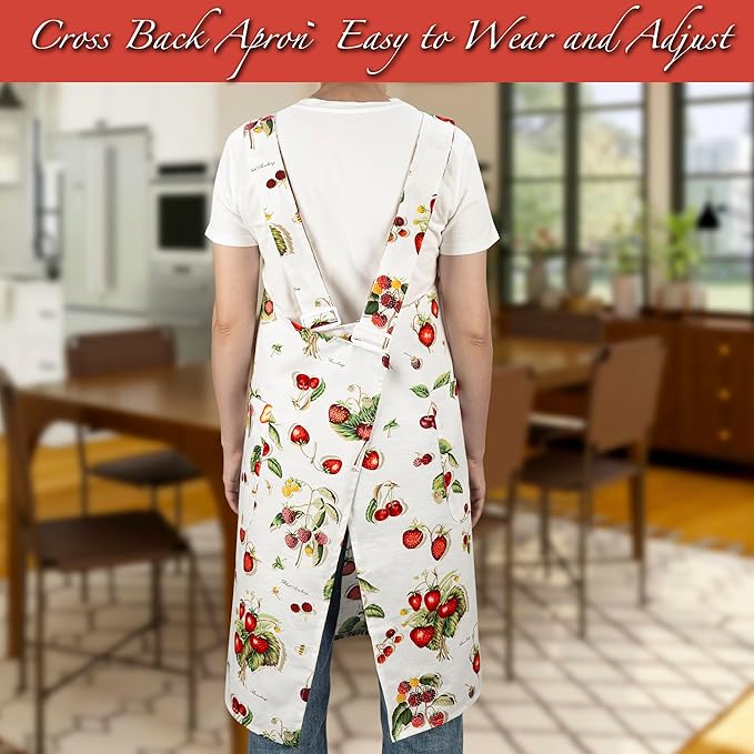 NEOVIVA Kitchen Aprons for Women with Pockets,Cooking Aprons for Women,Vintage Apron for Baking Gardening,Gifts for Mothers