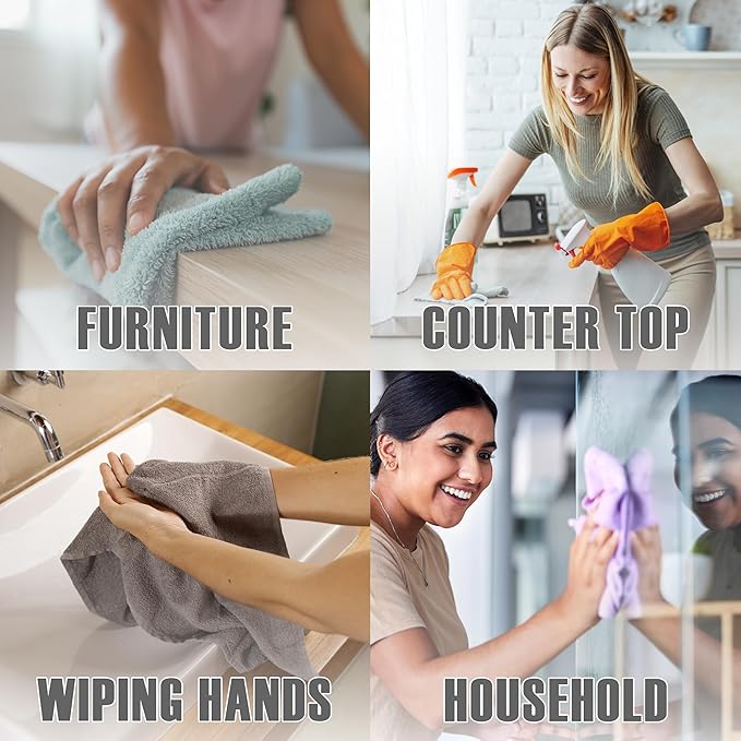 ZUPERIA Bar Mop Kitchen Towels - Pack of 12 (16"x19”) 100% Ring Spun Cotton - Dish Washcloths For Superb Cleaning and Less Lint - Highly Absorbent Dish Cloths and Dish Towels For Everyday use (Black)