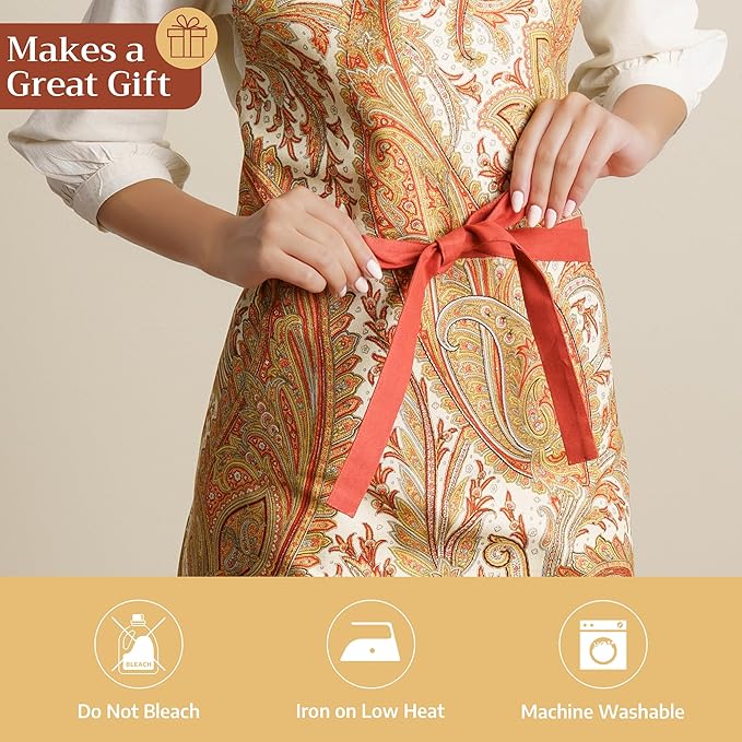 Maison d' Hermine 100% Cotton Apron for women with Pocket Kitchen Chef Apron for Men Cooking Mothers Day Gifts