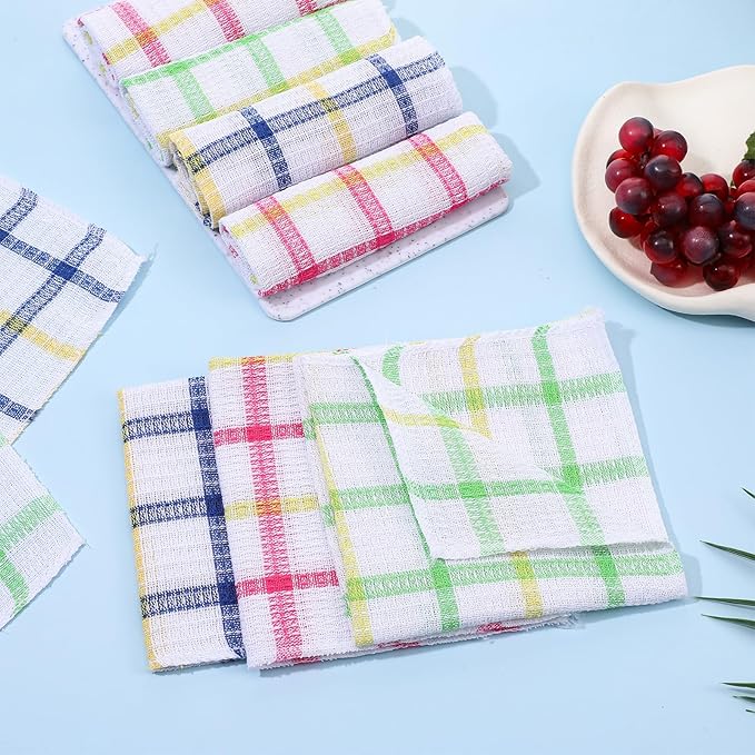 Lemecima 36 Pieces Kitchen Dish Cloths Dish Towels Washable Cleaning Cloth for Washing Dishes Wipe Glass Home Kitchen Household Supplies, 12 x 12 Inch (3 Colors)