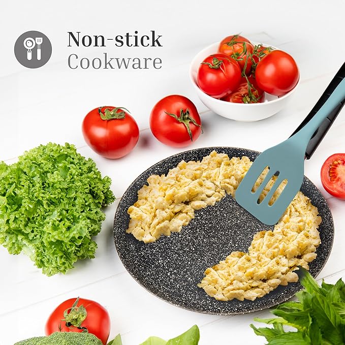 JS Gourmet 3 Pcs Colorful Silicone Slotted Turner Set, Heat Resistant Non-Scratch Kitchen Spatula Flipper with Comfortable Handle for Non-Stick Cookware