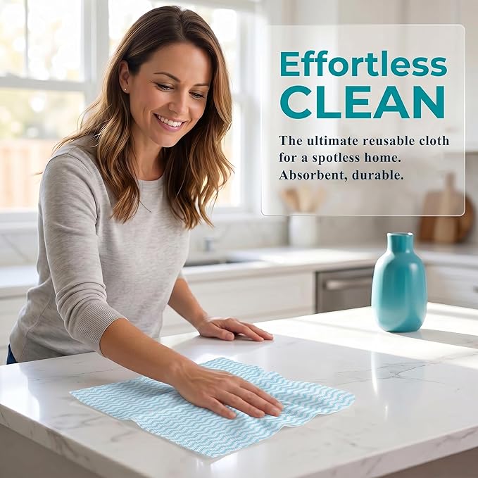Disposable Dish Cloth and Cleaning Handi Wipes, 100ct, Multi-Use Rags for Kitchen, Bathroom and Windows, Blue