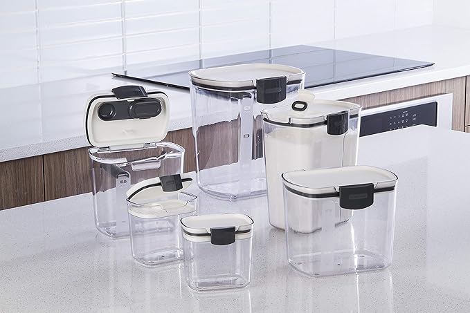ProKeeper 6-Piece Airtight Food Storage Containers for Baking Essentials - White & Clear, Plastic, BPA-Free