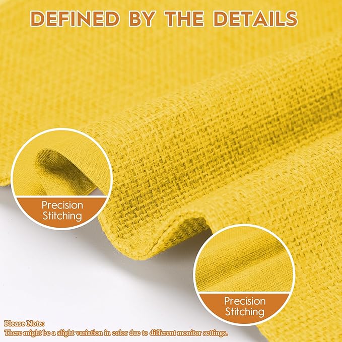 Placemats Set of 6 Linen Type Fabric Cloth Placemats, 18x12 Inch Double Layered Thick Wrinkle Free Heat Resistant Table Place, for Dining, Kitchen, Party (45 * 30cm, Yellow)