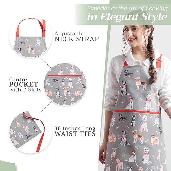 Maison d' Hermine 100% Cotton Apron for women with Pocket Kitchen Chef Apron for Men Cooking Mothers Day Gifts