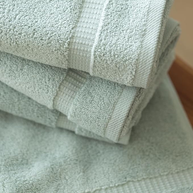 SALBAKOS 100% Turkish Cotton Hand Towel Set of 6 16x30 inch | Premium Quality | Hotel & Spa Collection | Soft, Absorbent, Long Lasting Hand Towels | Made in Turkey (Seafoam Green, 6 Hand Towels)
