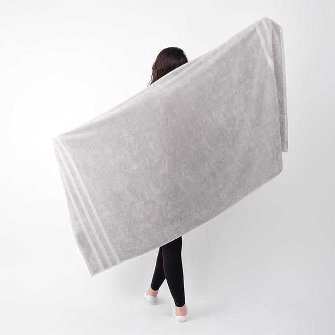 SOFE H&L | Olea Luxury Turkish Cotton Bath Towels Set of 4 : 4 Wash Cloths Cool Gray | Premium, Soft, Durable, Absorbent | Turkish Washcloths for Face