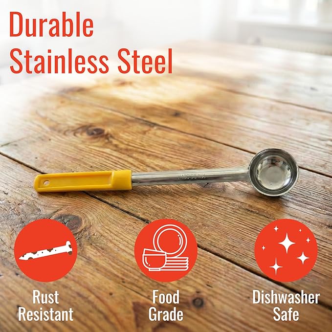 1 Ounce Solid Stainless Steel Portion Control Ladle Spoon for Measuring and Serving; Commercial Grade Serving Scoops [Pack of 12]
