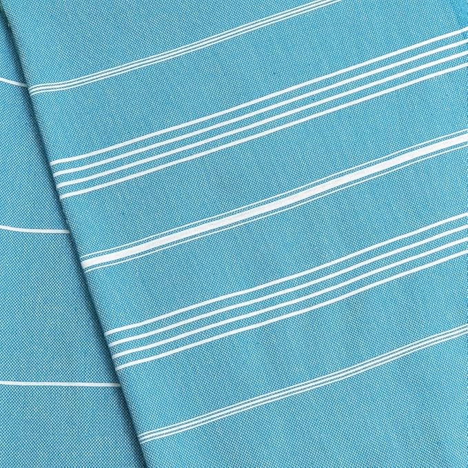 Bersuse Towels Anatolia XL Beach Blanket Throw Blanket Turkish Towel 100% Cotton Extra-Large Quick-Dry Lightweight Premium Peshtemal Towel - 61x82 Inches, Sea Blue (Set of 3)