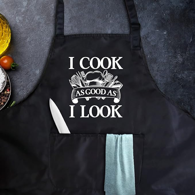 Funny apron for men Adjustable Waterproof with Pockets for Cooking Baking BBQ Gift Apron for Day, Birthday Gifts