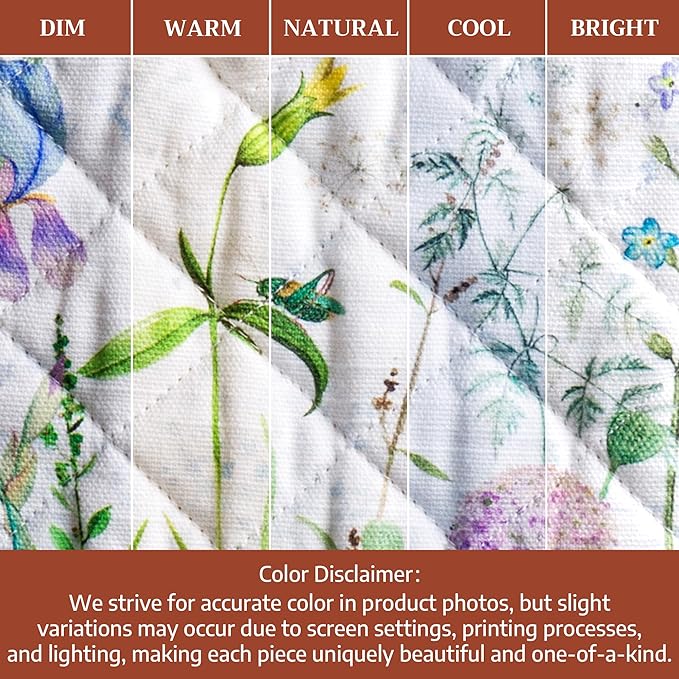 Maison d'Hermine Oven Gloves 100% Cotton Oven Mitt 7" x 13" with Loop Heat Resistant BBQ Cooking Gloves Baking Grilling Gifts for Mothers Day Spring/Summer (Pack of 1, Fleurs De Mai)