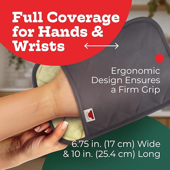 Big Red House - Silicone Pot Holders - Set of 2 Grey - 10x3 - Heat Resistant to 536 F / 280 C Kitchen Protectors Hot Pans Baking Professional Grade Cooking Mitts