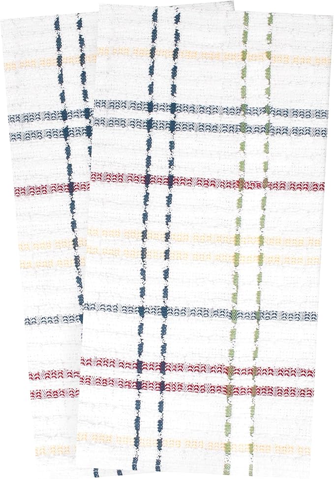 Ritz Royale Collection 100% Combed Terry Cotton, Highly Absorbent, Kitchen Towel Set, 13-3/4" x 12", 4-Pack, Solid & Checked, Paprika