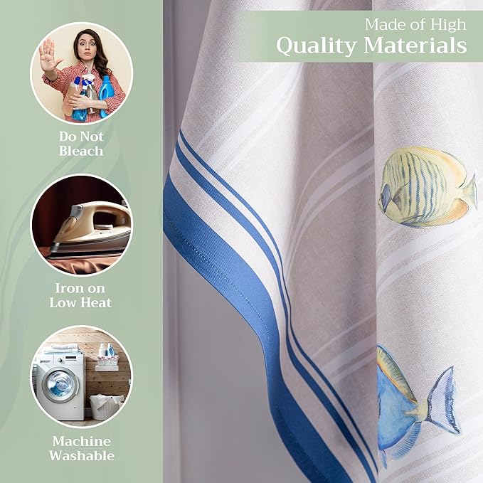 Maison d' Hermine Kitchen Towels Set of 3 100% Cotton 27.50" x 20" Reusable Cloth Tea Dish Towels Absorbent with Hanging Loop for Kitchen Gifts for Mothers Day Spring/Summer (Poisson)