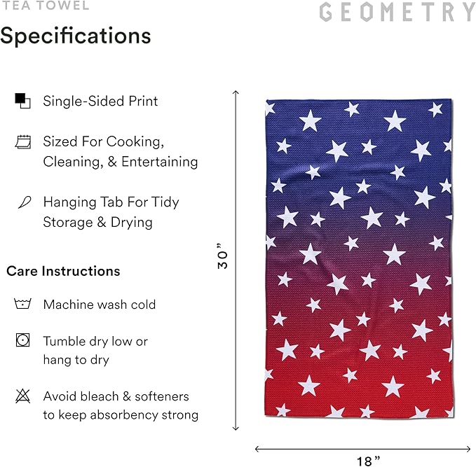GEOMETRY Kitchen Tea Towel - Quick Dry Microfiber Cloth Dish Towels for Kitchen Drying - Premium Quick Dry Towel (Gradient Star, 1-Pack)