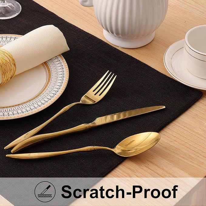 homing Cotton Linen Placemats Set of 8, Cloth Washable Farmhouse Dining Table Mats for Indoors & Outdoors, Easy to Clean, Black, 13 x 19 Inch
