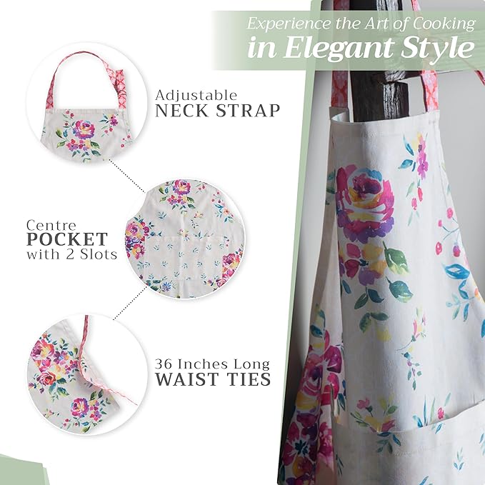 Maison d' Hermine 100% Cotton Apron for women with Pocket Kitchen Chef Apron for Men Cooking Mothers Day Gifts