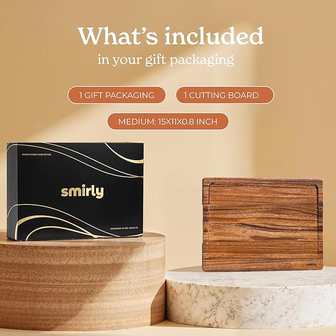 SMIRLY Bamboo Cutting Board Set, Chopping Board and Wooden Cutting Boards for Kitchen, Small Wood Cutting Board and butcher block (Walnut Wood, 1 Pack)