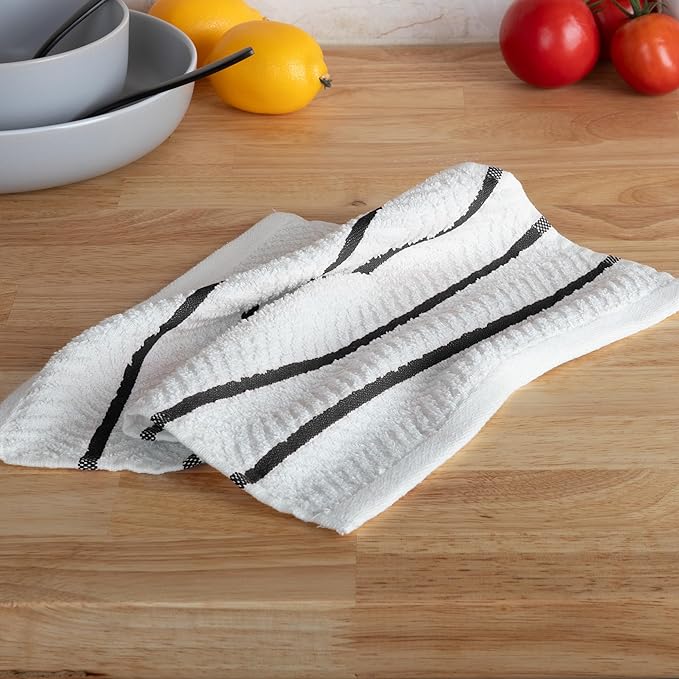 Dish Cloths 16-Pack - 12x12 Dish Cloths for Washing Dishes, Scrubbing, Drying and Everyday Messes - Soft and Absorbent Cotton Kitchen Towels - Kitchen Towels and Dishcloths Sets by Lavish Home (Black)