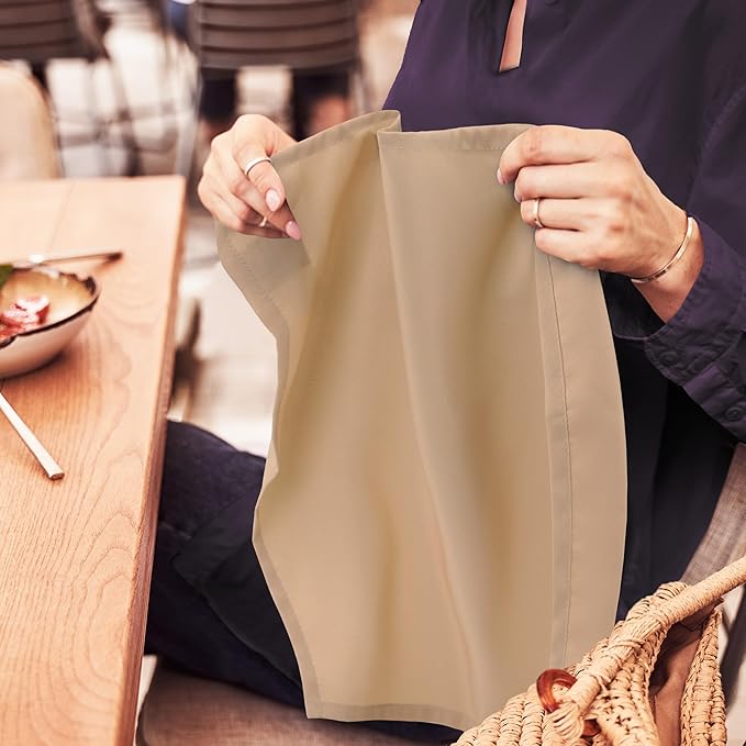 Utopia Home [24 Pack, Beige] Cloth Napkins 17x17 Inches, 100% Polyester Hemmed Edges, Washable and Reusable Ideal for Parties, Weddings and Dinners