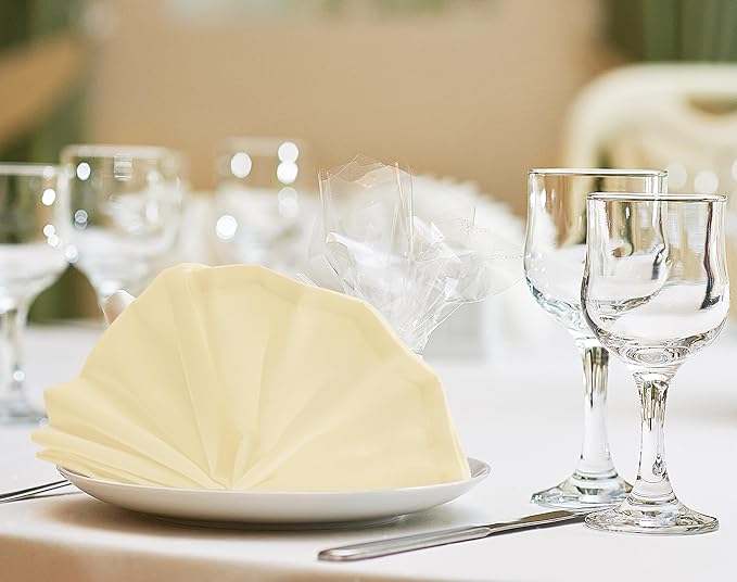 Utopia Home [24 Pack, Ivory] Cloth Napkins 17x17 Inches, 100% Polyester Hemmed Edges, Washable and Reusable Ideal for Parties, Weddings and Dinners