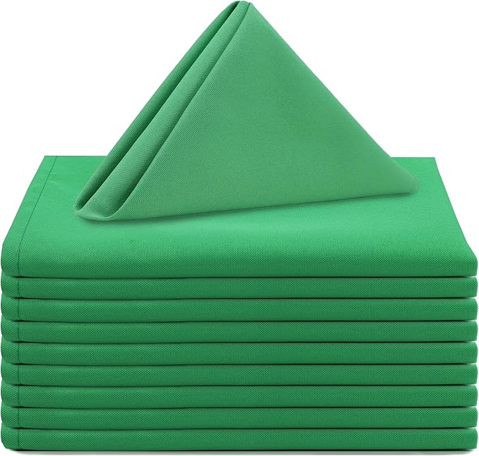 Your Chair Covers Cloth Polyester Napkins, 20 x 20 Inch, Washable Dinner Fabric Linen Napkins with Hemmed Edges for Restaurant, Wedding and Holiday Pack of 10 (Emerald Green)