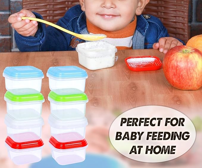 ARSUK Baby Food Containers (4oz/120ml, 16 Pack) - Small Plastic Containers with Lids - Toddler Snack Containers - Reusable Freezer Safe Food Storage Jars - BPA-Free, Leakproof & Microwave Safe