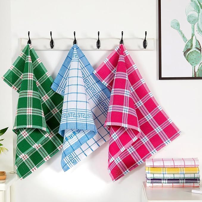 8 Pack Kitchen Dish Towels, 15x25 Inch Cotton Cleaning Dish Cloth for Washing Dishes - Absorbent Dish Rags Drying Large Cleaning Set of 8 Towels for Scrubbing Wipe Glass (15 Inch x 25 inch - 8 Pack)