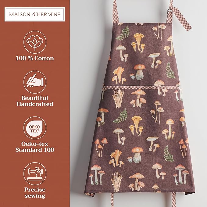 Maison d' Hermine 100% Cotton Apron for women with Pocket Kitchen Chef Apron for Men Cooking Mothers Day Gifts